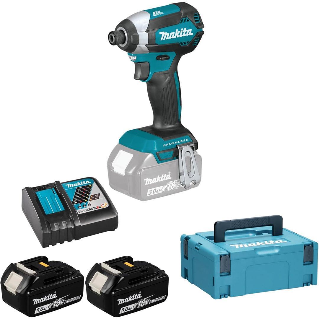 Makita DTD153RTJ 18V LXT Brushless Impact Driver Kit – Includes 2 x 5.0Ah Batteries, Charger & MAKPAC Case