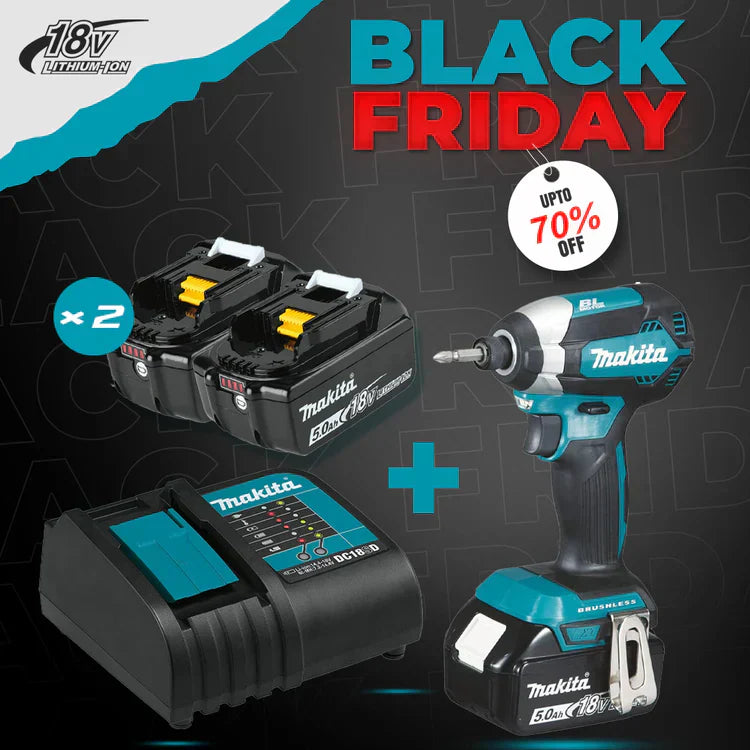 Makita DTD153RTJ 18V LXT Brushless Impact Driver Kit – Includes 2 x 5.0Ah Batteries, Charger & MAKPAC Case