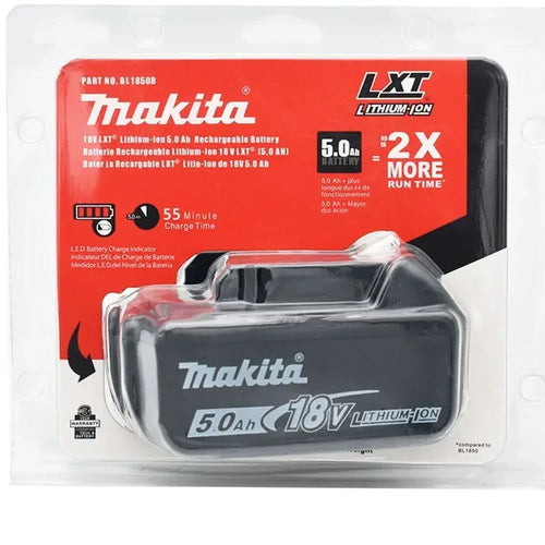 Makita 18V 5.0Ah Li-Ion Battery 2-Pack (BL1860B/BL1860/BL1850) – Powerful, Long-Lasting Performance for LXT Tools
