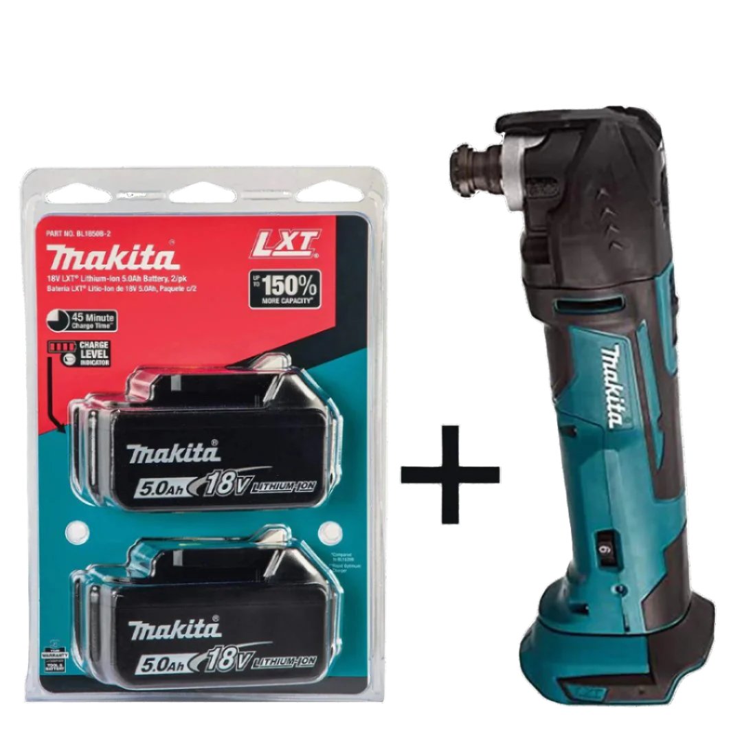 Makita DTM51Z Multi-Tool Kit 18V – Comes with 2 x 5.0Ah Batteries (Blue)
